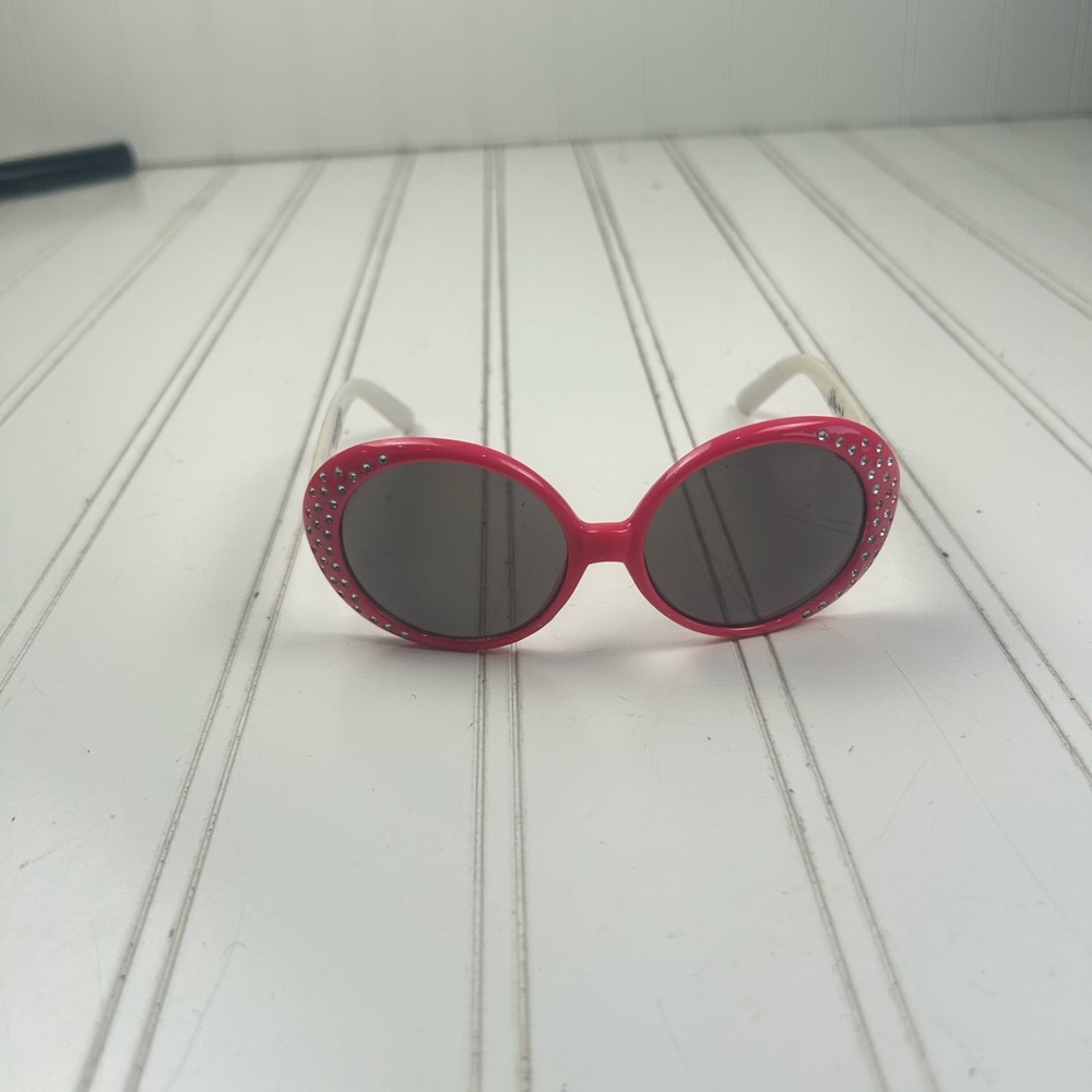 Girls Pink Rhinestone Oval Sunglasses โ Cute Retro Style - Picture 2 of 8